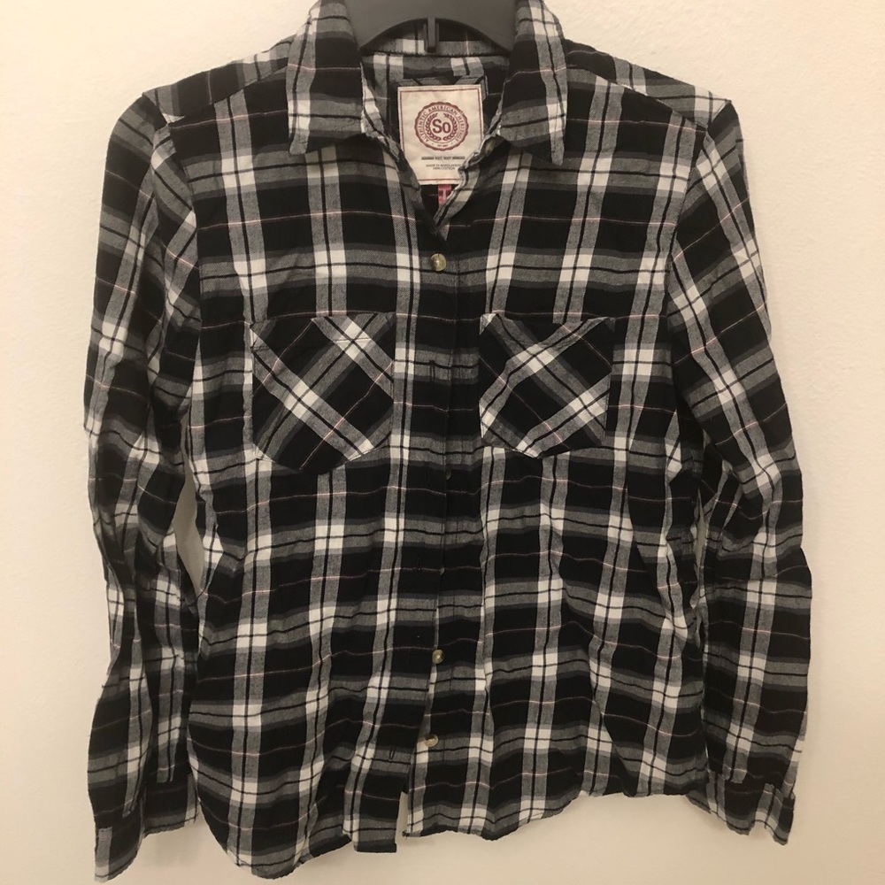 Black and white checkered button up / down flannel